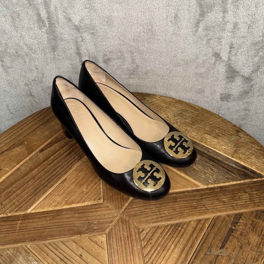 Tory Burch Chelsea 50mm Black Pumps SZ 9.5 Block Heel Clean Girl Professional